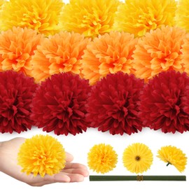 EIMMBD 40pcs Marigold Flowers Heads Bulk 3.15", Artificial Marigold Garland for Day of The Dead Decor Diwali Cinco de Mayo Fiesta Wedding Festival Party Home Decoration (Orange+Yellow+Red)