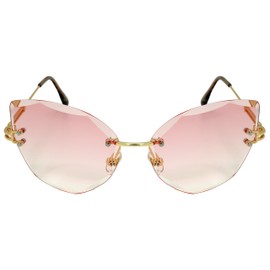 Edge I-Wear Fashion Rimless Cat Eye Women Sunglasses Tinted Color Lens 5531-AP-4(G.pkap)