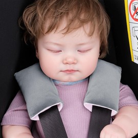 COOLBEBE - Correas de asiento de coche para bebés y niños, fundas de cinturón de seguridad súper suaves para todos los asientos de coche, carriola, silla alta (gris/rosa)