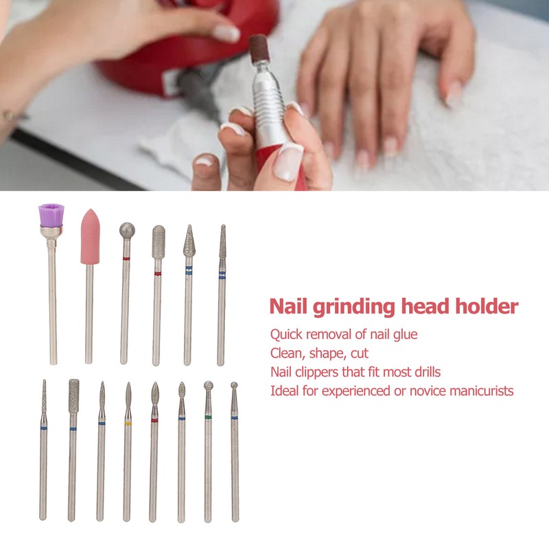 20 Holes 14pcs Nail Grinding Head Holder Manicure Pedicure Bits
