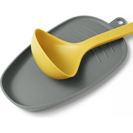 Carrotez Large Silicone Utensil Rest for Stove Top - Unbreakable Heat Resistant Silicone Spoon Rest for Kitchen Countertop - Oversized Wide Non-Scratch Spoon Holder for Camping - Grey