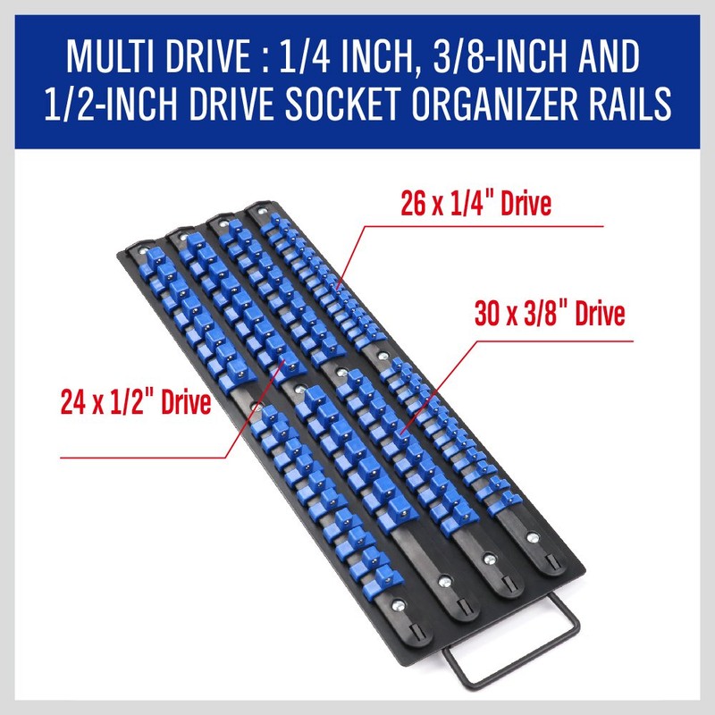 HORUSDY 80-Piece Heavy Duty Socket Organizer, 1/4-Inch, 3/8-Inch, 1/2-Inch, Premium