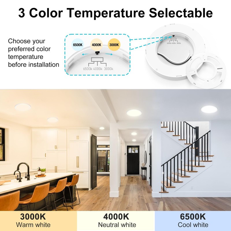 libtit 7 Inch White Flush Mount Ceiling Light, 15W 1500Lm
