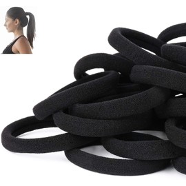 CJESLNA Elastic Hair Bands,100 Pcs Thick Hair Ties Hair Bobbles Ponytail Holder Headbands, 8 mm Soft Seamless Hairbands, No Metal Hair Bobbles Elastic Hair Bands for Women Men Girls Kids