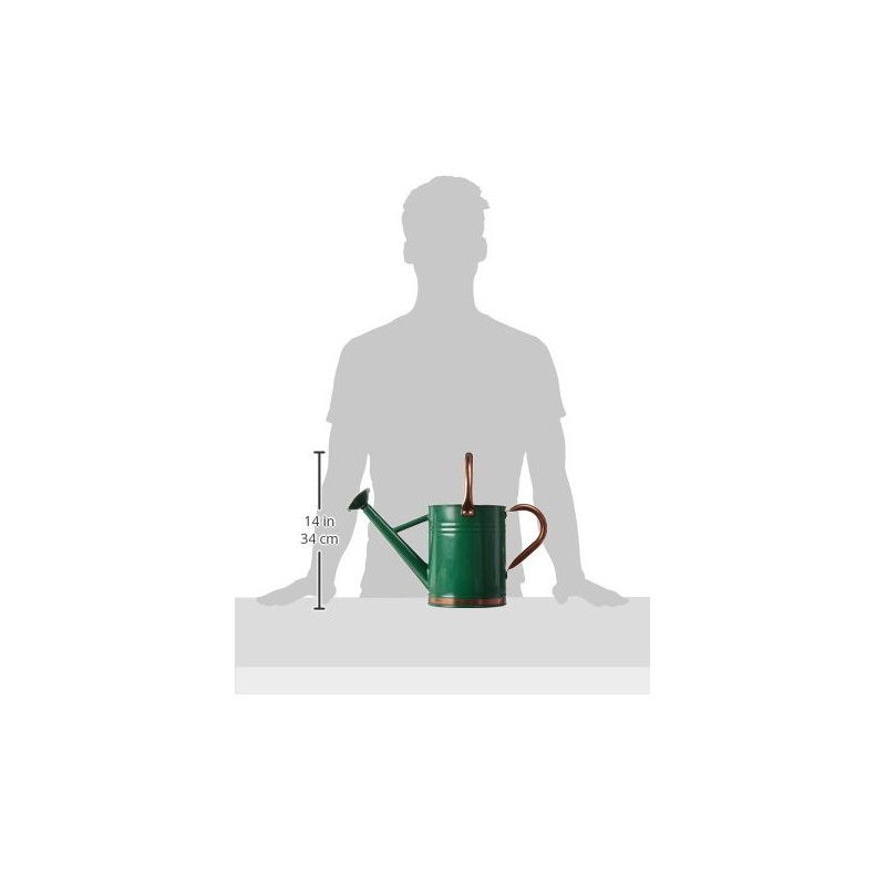 Gardman 8327 Hunter Green Galvanized Steel Watering Can with Copper
