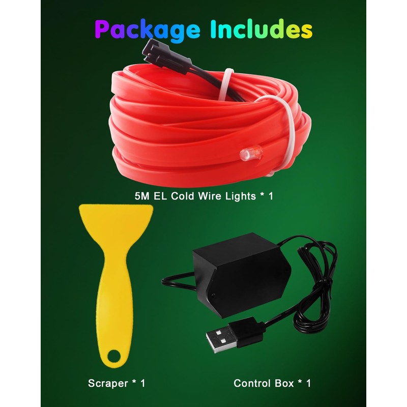 GLL Car Interior Lighting 5 m 16 ft EL Wire