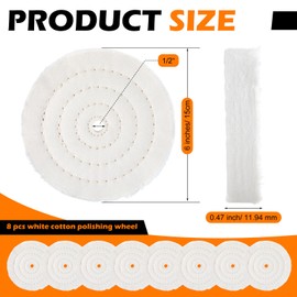 Tegeme 8 Pcs Buffing Polishing Wheel for Bench Grinder 6 Inch White Cotton Polish Wheel 50ply Soft Buffer Polisher Pad for Bench Grinder