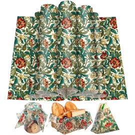 150 Sheets William Morris Wax Paper Sheets for Food, 9.8 x 8.3'' Blue Green Floral Printed Greaseproof Wrapping Paper for Birthday Wedding Sandwich Picnic Basket Liner Supplies (Morris)