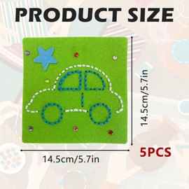 XNBTFK 5 PCS Kids Sewing Kit, Binca Sewing for Children, Kids Sewing Kit Ages 3-12, Material Cards,Colored Threads,Needles, for Childrento Help Enhance Their Creativity and Imagination