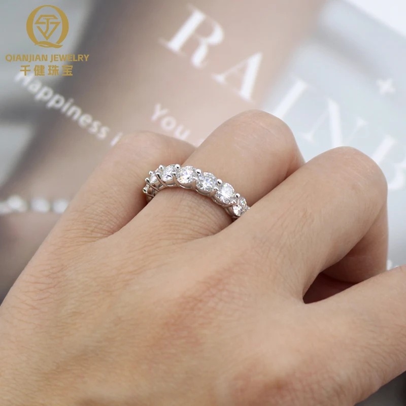 US Warehouse In-stock 925 Silver Tennis Moissanite Ring 4mm Width