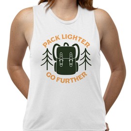 TeesAndTankYou Pack Lighter Go Further Women's Muscle Tank Medium White