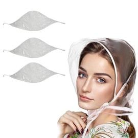eMKay® Pack of 3 Clear Plastic Rain Hood with Visor – Foldable Reusable Waterproof Rain Hat with Tie Front and Net Lining for Hair Protection – Portable Transparent Rain Cover for Women