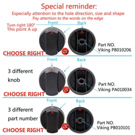 Reyhoar Viking Knob PB010206 VGSC, VGRC, VGRT Top Burner Replacement for Viking Genuine Ranges, Replace PB010206, VKNPB010206