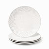 FOBENTA Stoneware Dinner Plates,Embossment Ceramic Dish Set for 4,4 Piece