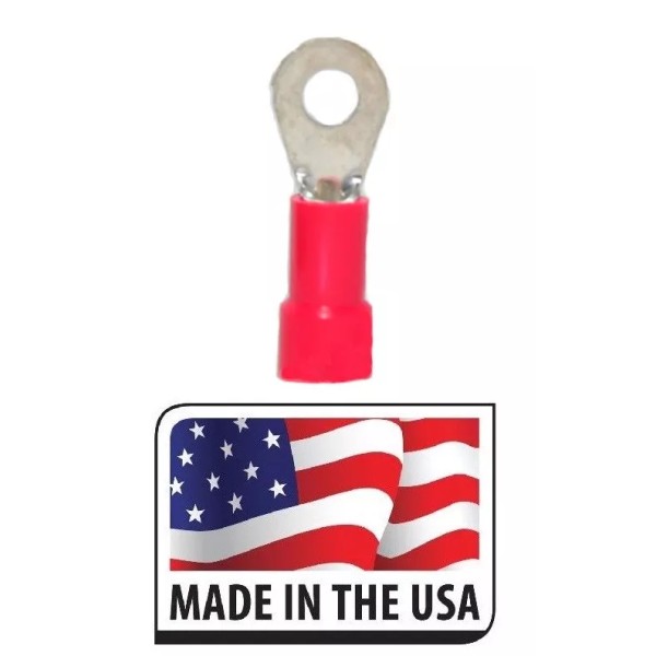 Made in USA (100 PC) 22-18 RED VINYL RING TERMINALS