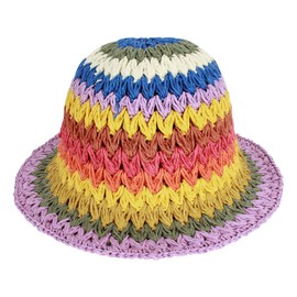 Minache Foldable Wide Brim Colorful Crochet Straw Hat Outdoor Sun Visor Hat UPF 50+ Summer for Women Girl， B-style1