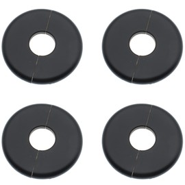LBTODH 4 Pcs 1.0 Inch Wall Split Flange ABS Round Escutcheon Plate Wall-Mounted Self-Adhesive Water Pipe Cover for Water Pipe Faucet Decoration Accessories, Black