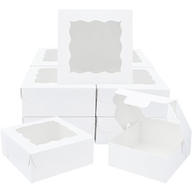 nbeads Pack of 15 Gift Boxes, White Boxes, Reusable, Small Kraft Treat Boxes with Window for Suggestion, Birthday Party, Wedding, 15 x 15 x 6 cm