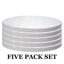 O'Creme - Tabla redonda para tartas (5 unidades, 1,27 cm de grosor), color blanco, Blanco, 25.4 cm, 5