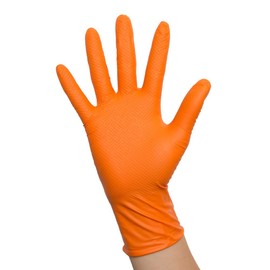 Nitras Pack of 50 Nitrile Disposable Gloves with Optimised Grip Tough Grip N (S, Orange)