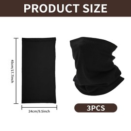 3 Pack Bandana Neck Warmer Ski Snood for Men & Women Winter Fleece Windproof Neck Gaiter Multifunctional Headwear Face Mask Elastic Gaiters Headband Snood Resistence for Outdoors Sports Cycling Hiking