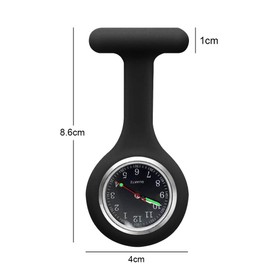 alladaga Set of 3 Nurse Fob Watches, Silicone Doctor Pocket Lapel Clip On Watches Gift (Black Black Black)