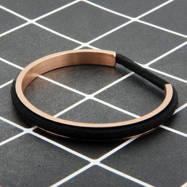 Zuo Bao Hair Tie Bracelet Stainless Steel Grooved Cuff Bangle for Women Girls (Rose Gold)