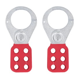 2PCS Lockout Tagout Steel Hasp Tagout Safety Hasp 1.5 Inch Industrial 6 Hole Galvanized Steel,Red