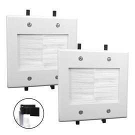 2PCS 2 Gang Brush Wall Plate for Coaxial Cable, HDMI, Ethernet Cables