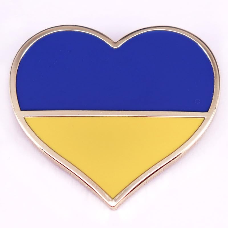 Ukrainian Flag Enamel Pin Blue Yellow Heart-shaped Ukraine Badge Brooch