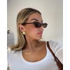 GUVIVI Retro Oval Sunglasses for Women Chic Cat Eye 90s