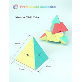 ROXENDA Pyramid Speed Cube Original Triangle Pyraminx Puzzle Cube; Super-Durable Smooth with Vivid Colors - Easy to Turn ((Macaron)