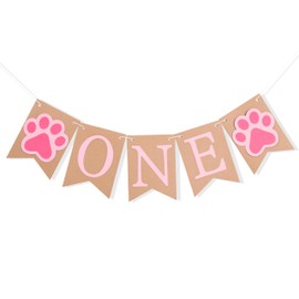Banner con estampado de patas de cachorro, diseño de pata de cachorro, pancarta de primer cumpleaños, decoración de fiesta de primer cumpleaños, suministros de fiesta para niñas, accesorios para fotos