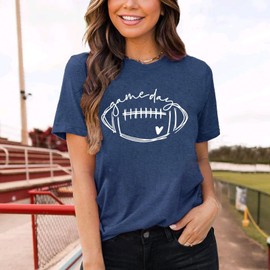 Game Day Football T Shirts Women Football Mom Tee Tops Funny Sunday Casual Short Sleeve Tee Shirts