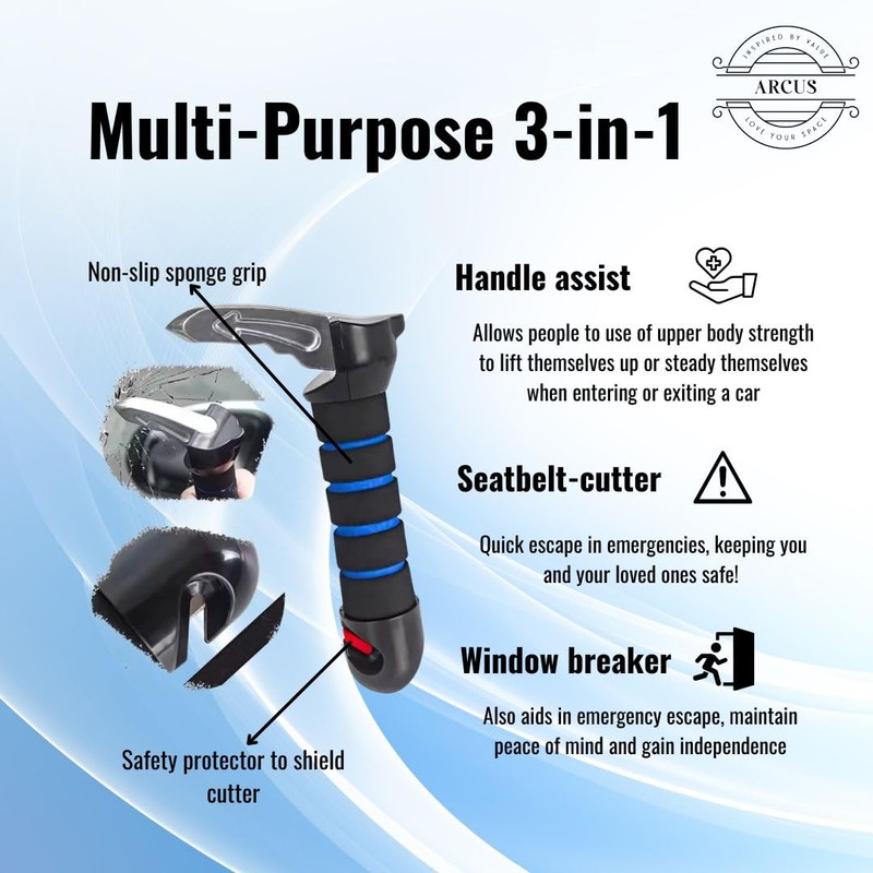 ARCUS Car Door Assist Handle - 3 in 1 Multi-Functional