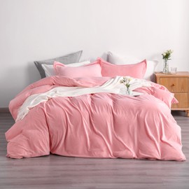 NTBAY Velvet Queen Duvet Cover Set, 3 Pieces Zippered Flannel Comforter Cover Set, Light Pink