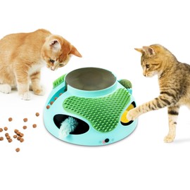Baeruuss 5 in 1 Interactive Cat Toys for Indoor Cats, Cat Gifts Automatic Kitten Toys with Plush Toy Bell Ball Massage Brush Food Dispenser & Catnip Ball for Dog or Cat Gifts for Cat
