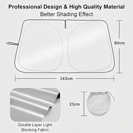 TFSZE Sonnenschutz Auto Frontscheibe,145*80cm Windshield Sun Shade,Frontscheibenabdeckung,Sonnenblende Vorne,Sonnenschutz Auto, Windschutzscheibe Faltbar für Sommer Selbsthaftend UV Hitzeschutz Plane