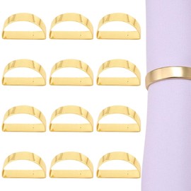 12Pcs Gold Napkin Rings Set,Elegant Napkin Rings Decor,Semicircle Metal Gold Napkin Holder Buckles,Dinner Table Decor for Valentine,Thanksgiving,Christmas,Wedding, Banquet, Party