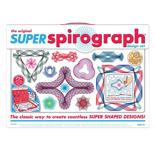 Kahootz Super Spirograph Design Set-- 50th Anniversary Edition with Twice as Many Gears -- For Ages 8+, Multi