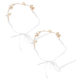 NOLITOY 2pcs Floral Wreath Headband with Artificial Flowers Bridal Wedding Headdress for Flower Bridesmaids Photography Birthday Party Accessory