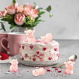 COACOM 8 Small Pig Ornaments with 1 Storage Bag Mini Pig Decoration Car Decoration Desk Decoration Lucky Pig Gift (Pink)