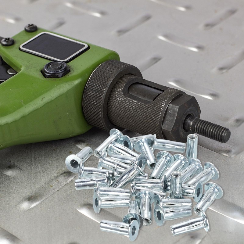 uxcell M4 Multi-Grip Rivet Nuts, 30pcs Pre-Bulbed Shank Flat Head