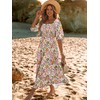 LUXVEER Women Boho Maxi Dresses Summer 2025 Floral Puff Short