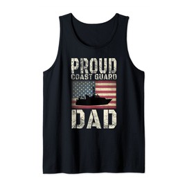Proud Coast Guard Dad T-Shirt USCG American Flag Tank Top