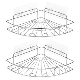 Molain 2 Pack Corner Shower Caddy, 304 Stainless Steel Wall Mounted Bathroom Shelf, No Drilling Corner Shower Shelves Adhesive Storage Organizer for Bathroom, Kitchen, Dorm, and Toilet