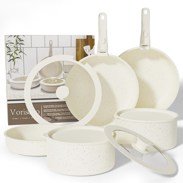 Vorisebo 11 PCS Pots and Pans Set Non Stick Dishwasher