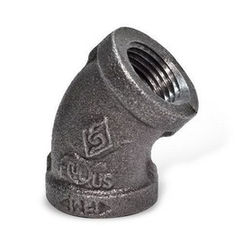 Unbranded LOT OF (10)1/2INCH BLACK MALLEABLE IRON PIPE THREADED 45 ELBOW FITTINGS PLUMBING