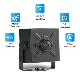 REVODATA TSEye Mini 5MP PoE IP Camera, 3.7mm Lens, Ultra HD 2880 x 1620P@20fps, Tiny PoE Home Security Camera Microphone CCTV P2P Surveillance (I706-2-P-A-TS Metal)