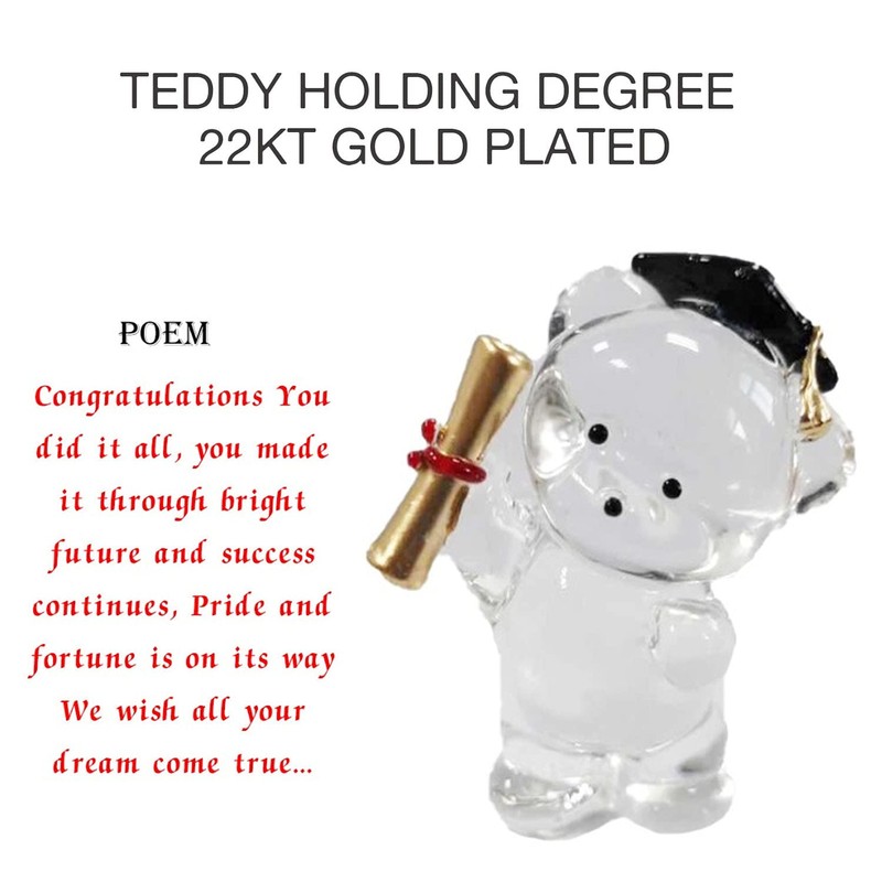 SAFRI Graduation Teddy Gift Keepsake Glass Bear Ornament Congratulations Message